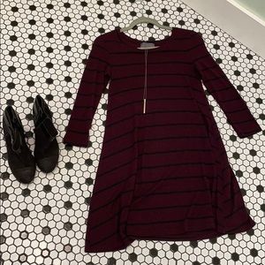 Cherish maroon and black striped dress